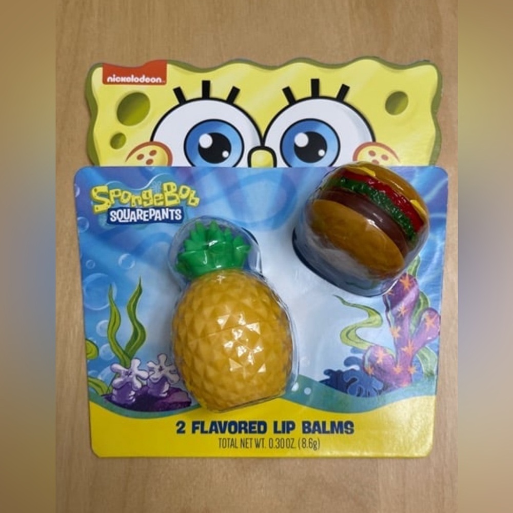 New SpongeBob SquarePants 2 Flavored Lip Balms Pineapple & Hamburger Shaped
